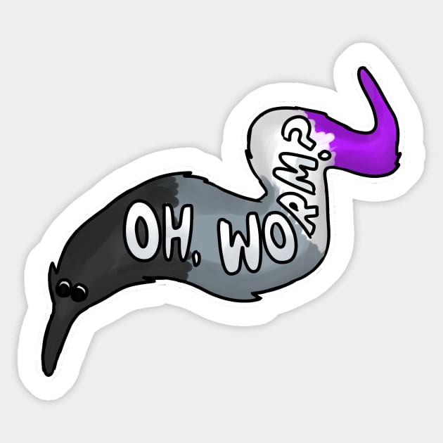 LGBTQ+ Asexual Pride Worm on a String Sticker by revenantwyrm